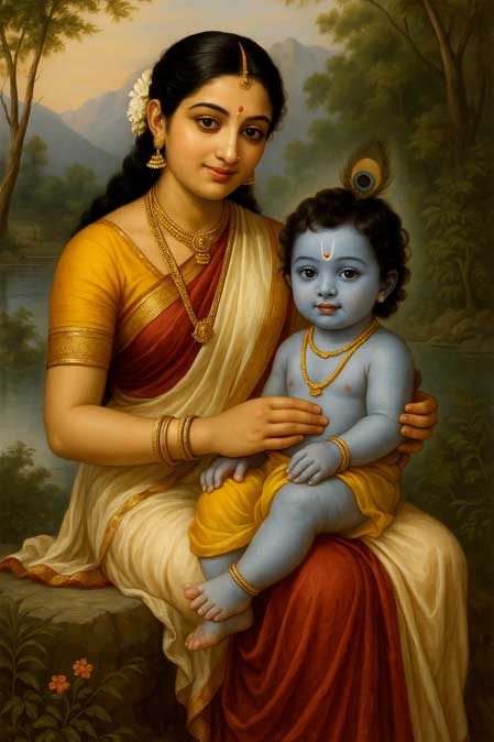 Pictures of Yashoda and Krishna