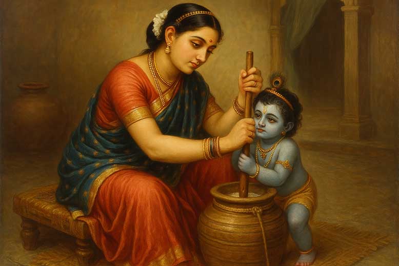 Yashoda with Krishna Painting
