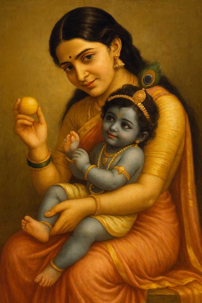 Divine Yashoda and Krishna Painting
