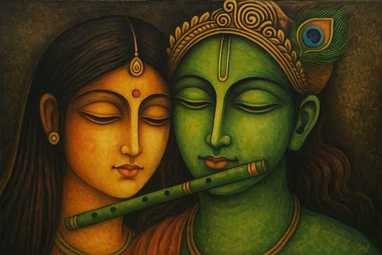 Radha Krishna Abstract Painting