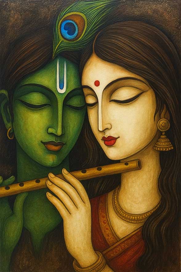 Abstract Painting Radha Krishna 