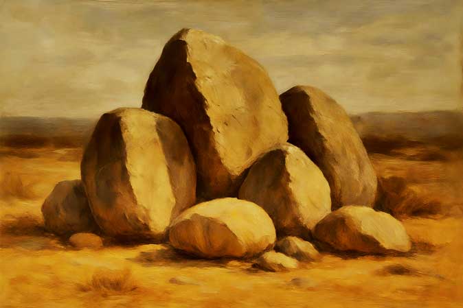 Painting of Rock Boulders for Strength and Stability Modern Canvas Wall Art