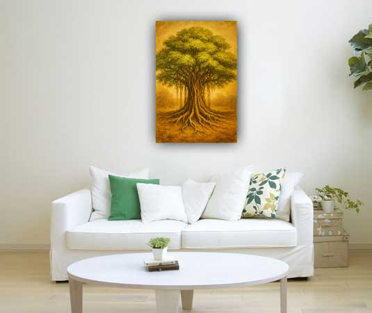 Painting of Trees with Strong Roots Canvas Wall Art for Stability and Strength