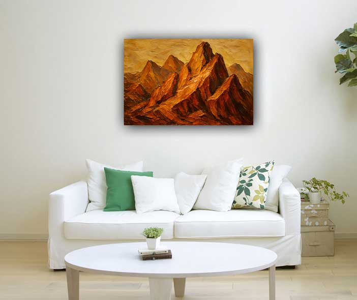 Mountain Art for Stability and Strength Abstract Canvas Painting for Southwest Wall