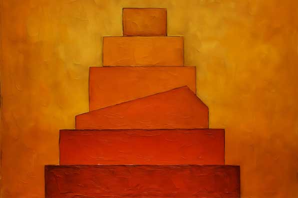 Abstract Wall Art Geometric Earthy Layers Canvas Painting for Stability & Strength (Southwest Vastu)