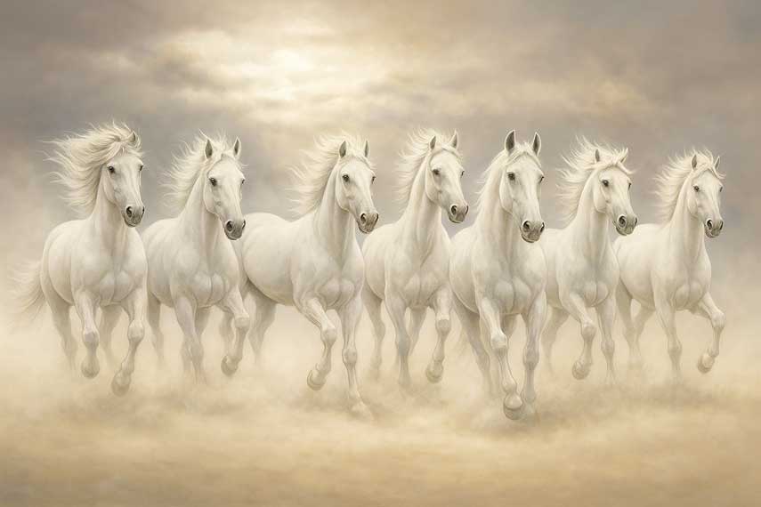 Seven Running Horses Canvas Painting