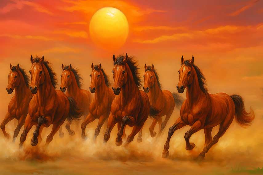 Vastu 7 Horses Painting for Wealth