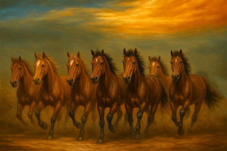 7 Running Horses Painting for Office