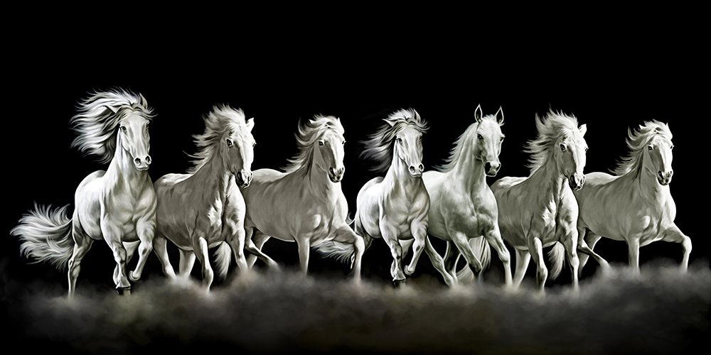 7 Running Horses Painting Vastu Direction 2092