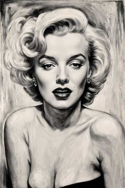 Marilyn Monroe Black and White Portrait