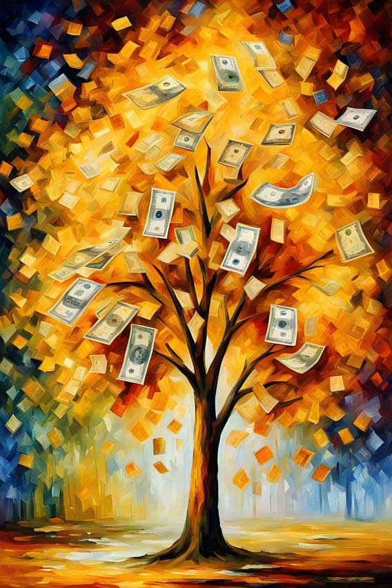 Financial Success with Money Tree Painting