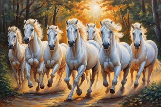 7 Running Horses Painting