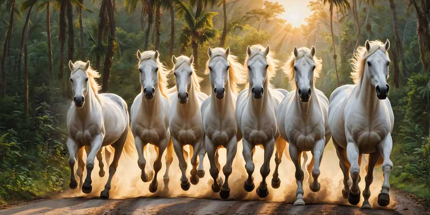 7 Horse Painting with Sunrise Benefits