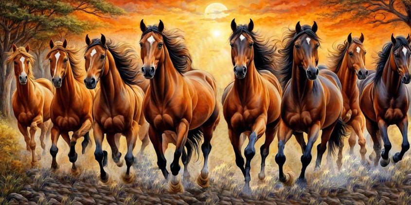 8 Horses Painting For Fame and Success