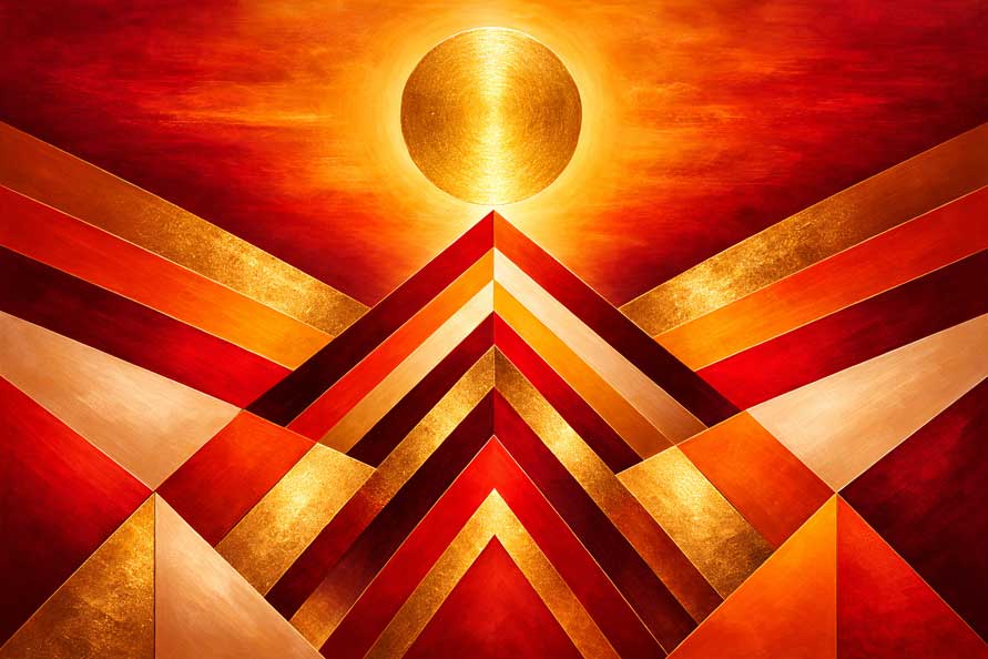 Abstract Solar Geometry Canvas Painting for Growth and Clarity