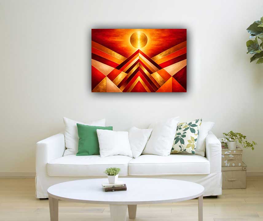 Abstract Solar Geometry Canvas Painting for Growth and Clarity