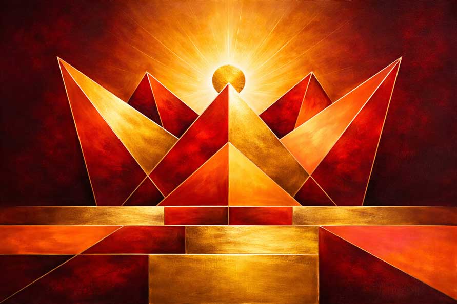Abstract Crowned Pyramid Canvas Painting for Authority and Achievement