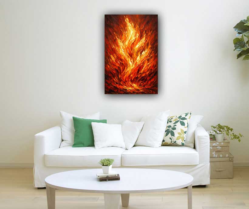 Abstract Fire Energy Wall Art Symbol of Passion, Transformation and Power