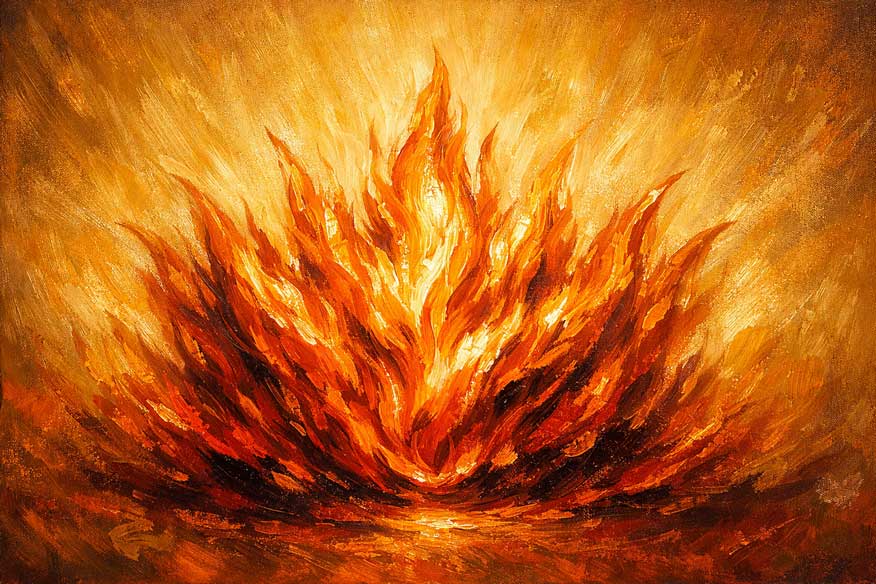 Abstract Wall Art Fiery Energy Canvas Painting for Transformation and Inner Power