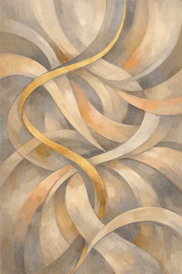 Abstract Painting of Interwoven Curves for Inventive Thinking and Dynamic Energy