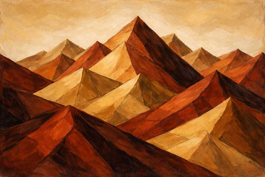 Abstract Geometric Mountain Peaks Painting for Strength, Stability & Grounded Energy