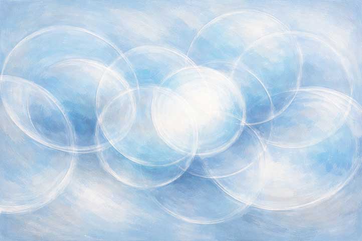 Wall Art of Abstract Interlinked Circles Painting for Idea Exchange and Collaboration