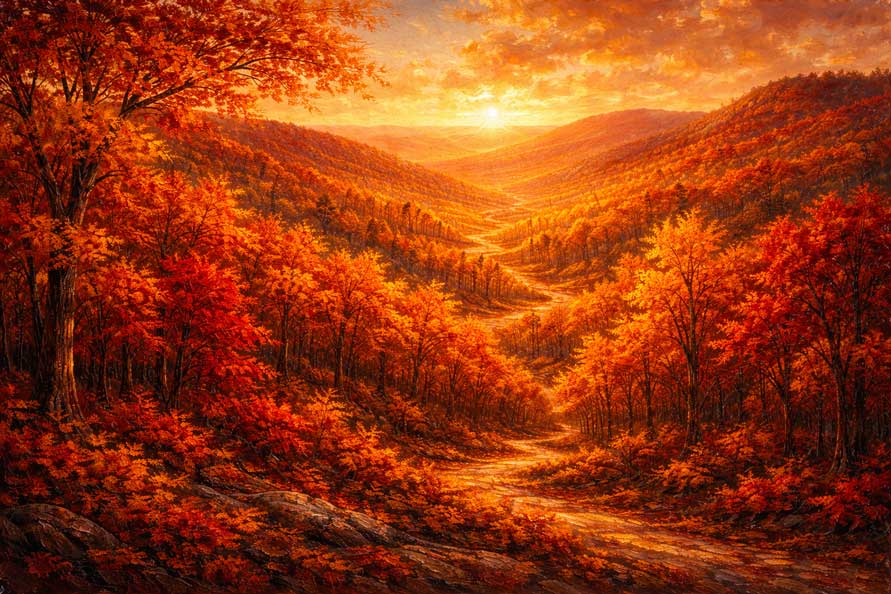 Wall Art Autumn Landscape Canvas Painting for Transformation and Vitality