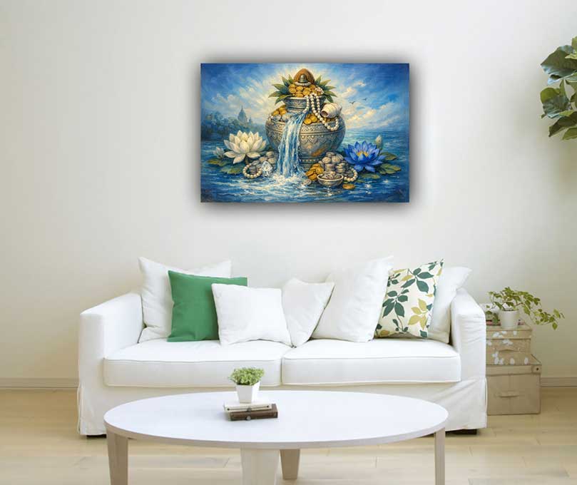 Kalash(Pot) of Abundance Vastu Painting for North Direction for Prosperity & Wealth Wall Art