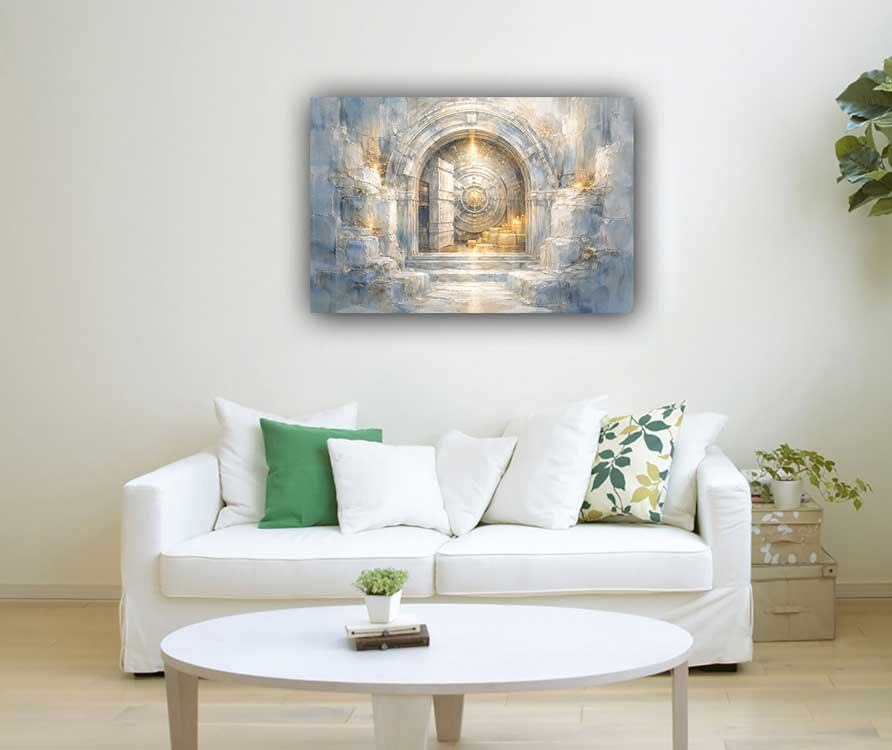 Abstract Painting of Abstract Ancient Treasure Vault for Wealth Protection and Abundance