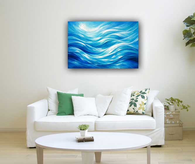 Abstract Flowing Lines Canvas Painting for Energy and Opportunity