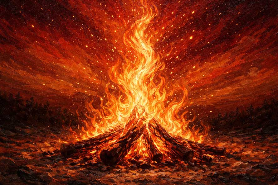 Wall Art Bonfire Canvas Painting for Energy and Enthusiasm