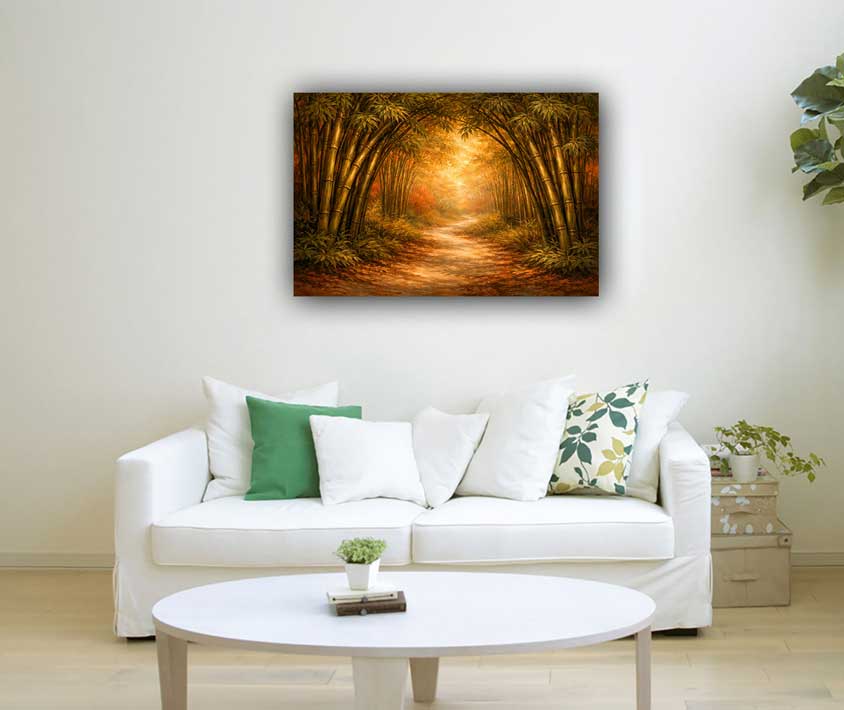 Wall Art Bamboo Grove Shelter Painting for Flexibility, Protection & Growth