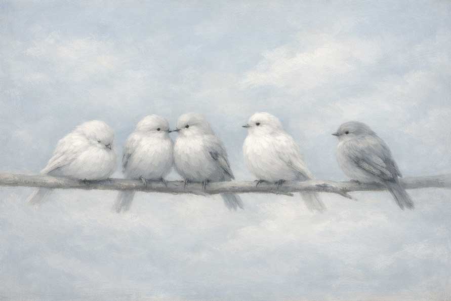 Wall Art of Birds on Branch Painting for Social Harmony and Positive Relationships