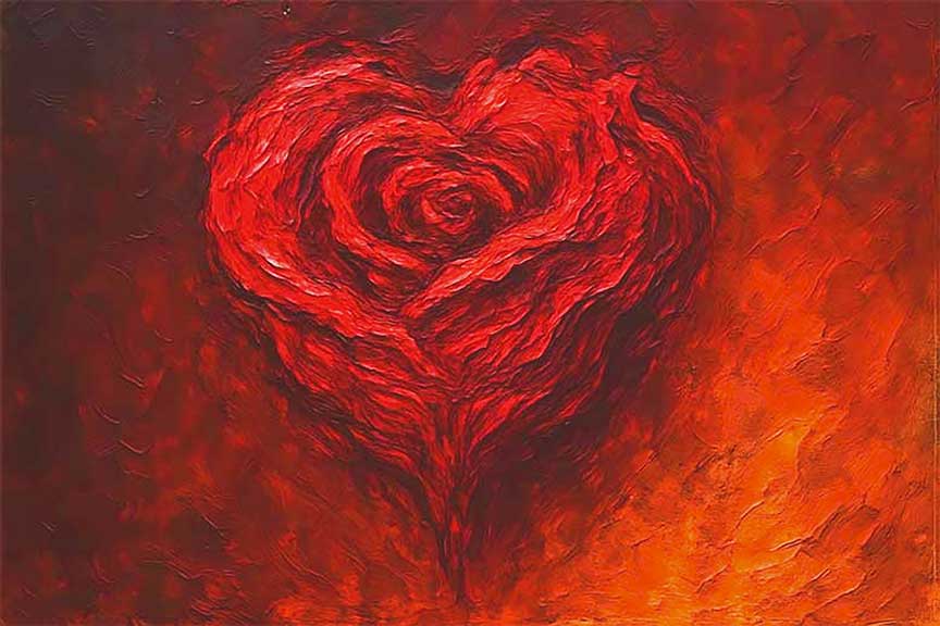 Abstract Blooming Red Rose Wall Art Symbol of Passion and Romantic Energy