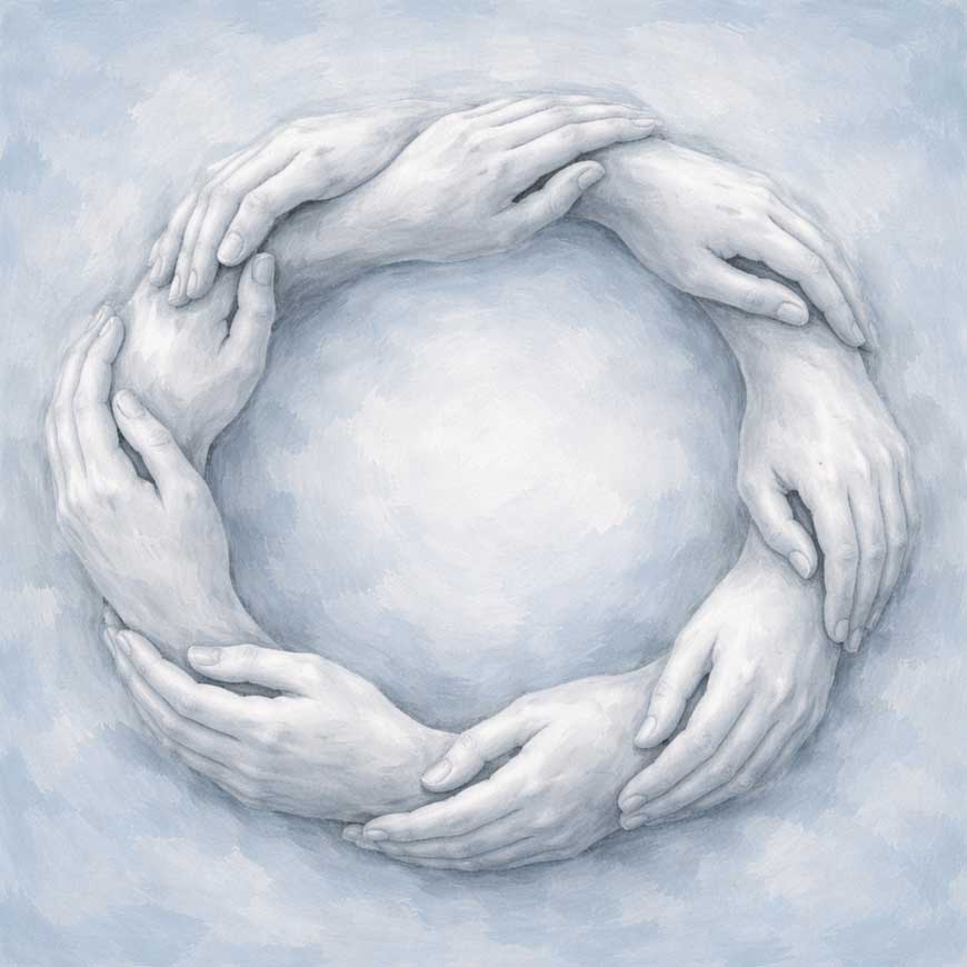 Wall Art of Circle of Hands Meeting Painting for Trust and Collaboration