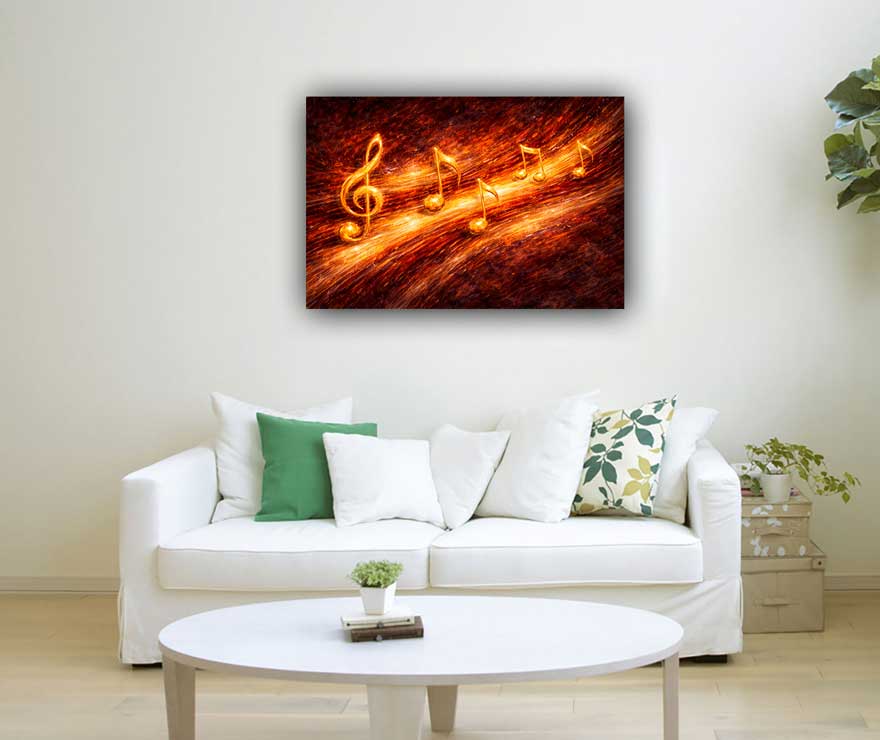 Golden Musical Notes Wall Art Symbol of Passion, Harmony and Creative Flow