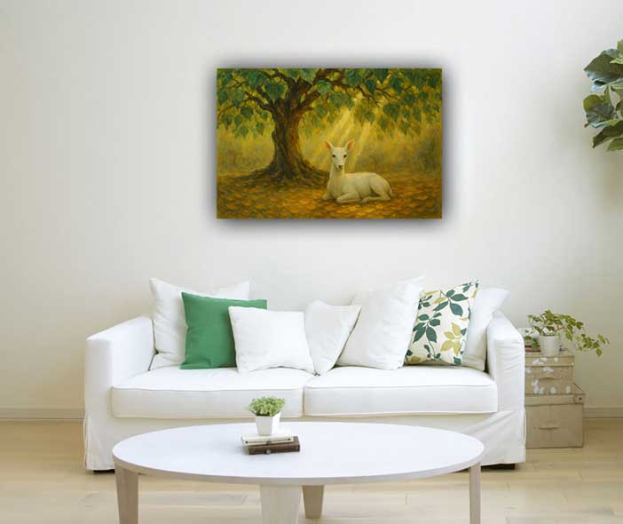 Canvas Wall Art of Graceful Deer Vastu Painting for Northeast Energy