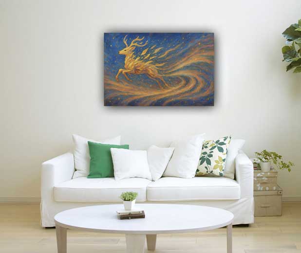 Wall Art of Deer for West Direction Vastu Inspired Canvas Painting