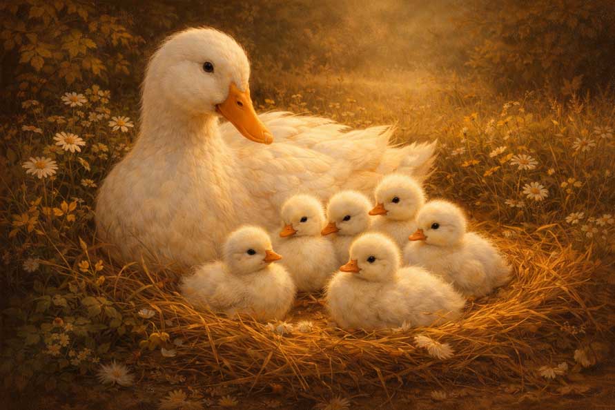 Wall Art Duck Family Painting for Nurturing Love, Care & Family Harmony