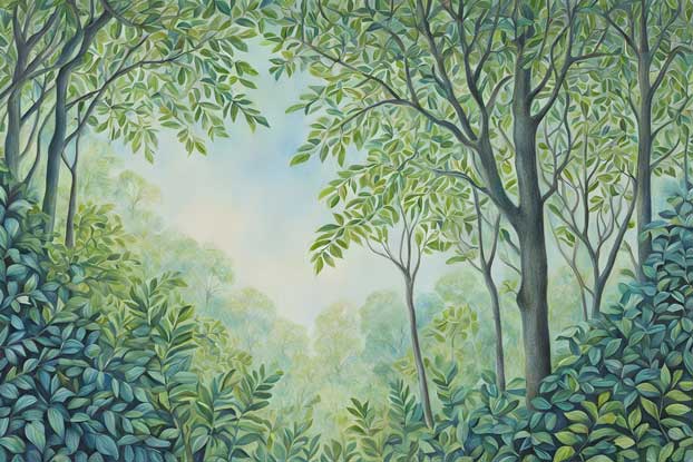 Green Forest Painting for Growth and Vitality