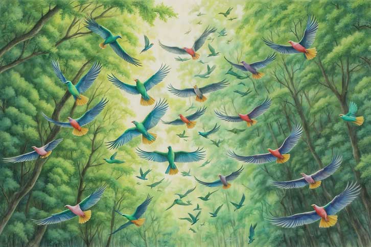 Flying Birds Painting for Freedom and Opportunities