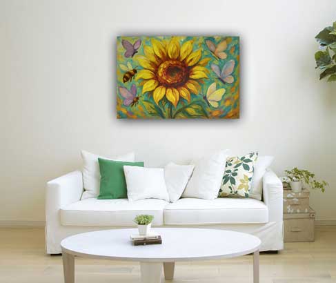 Wall Art of Blooming Sunflowers for Health and Positivity