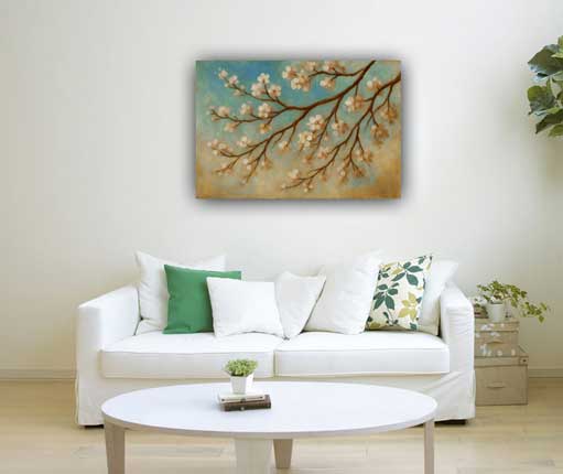 Wall Art of Cherry Blossom Tree for East Direction Symbol of Health & Renewal