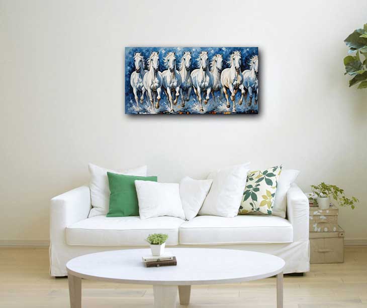 Eight White Horses Feng Shui Painting for Wealth Accumulation & Savings – West Direction