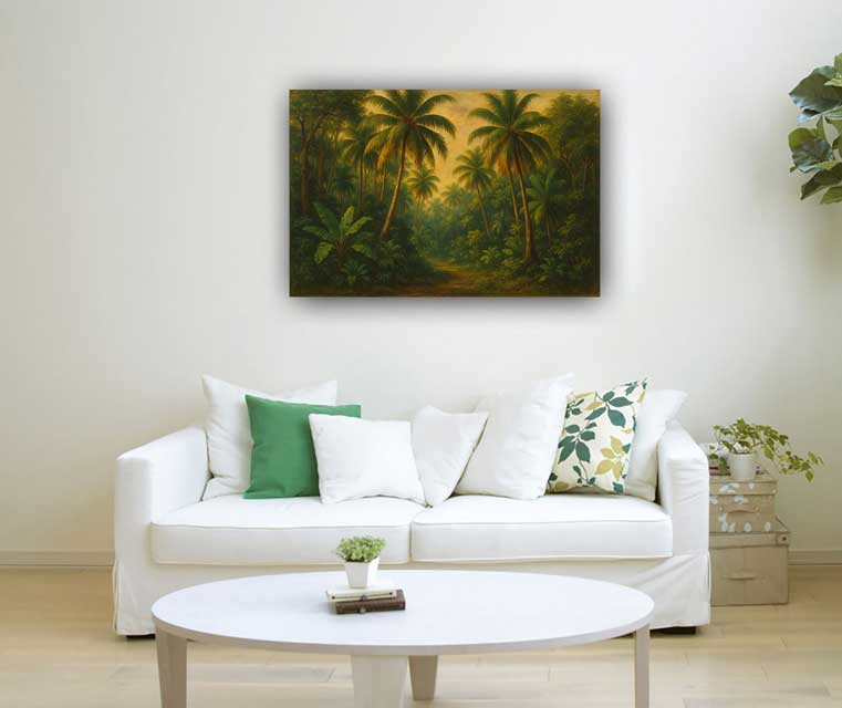 Tropical Forest Painting with Palm Trees