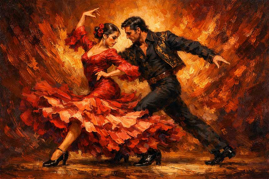 Flamenco Couple Wall Art Symbol of Passion, Romance and Dynamic Energy