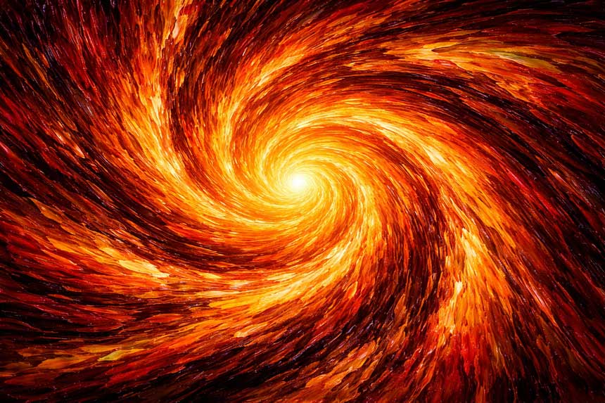 Fiery Abstract Swirls Wall Art Symbol of Enthusiasm, Energy and Zest for Life