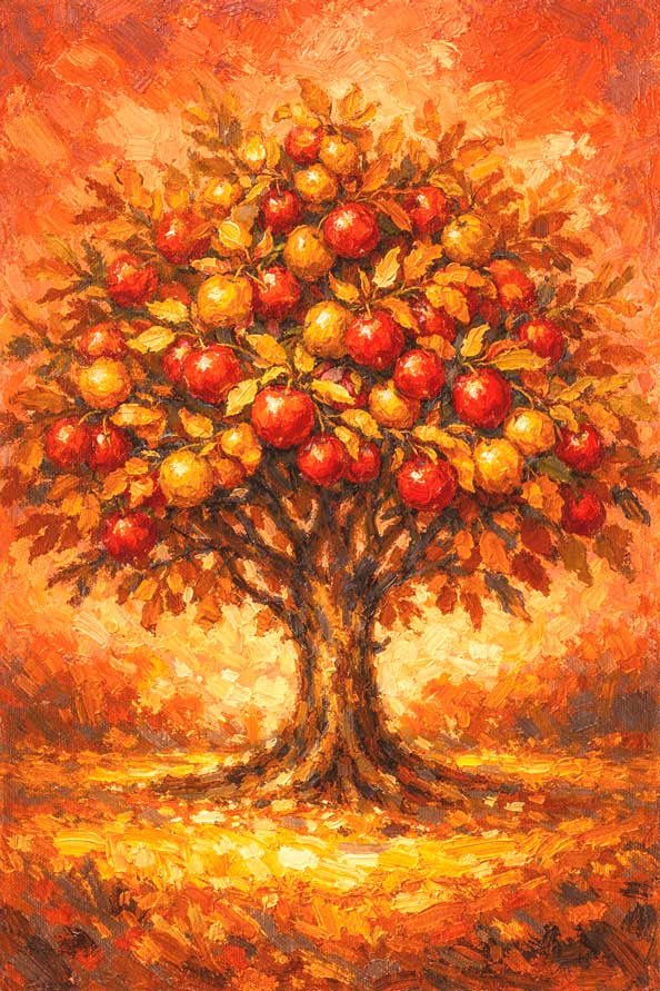 Painting of Fruit-Laden Tree in Southeast for Abundance and Plenty