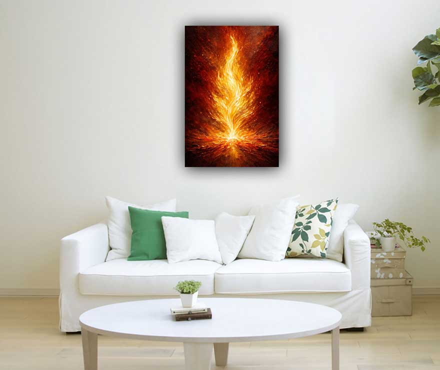 Flame of Prosperity Wall Art Fire Element Symbol of Financial Growth
