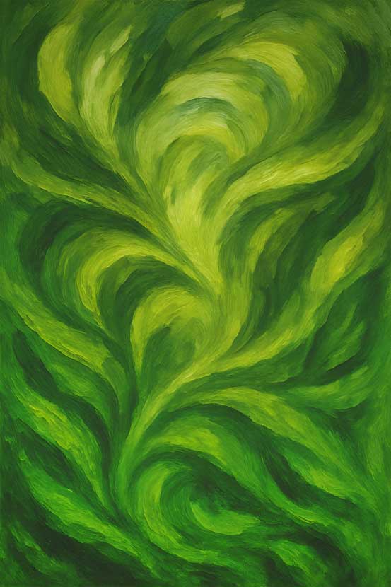 Abstract Green Flow Wall Art Canvas Painting for Vitality and Growth